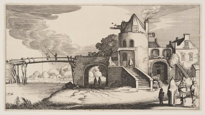 Brücke mit einem Mauthaus, aus Landschaften (Playsante Lantschappen) von Claes Jansz. Visscher II