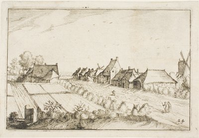 Felder und eine Straße, Tafel 24 nach Bilder von Bauernhöfen, Landhäusern und rustikalen Dörfern (Praediorum villarum et rusticarum casularum icones) von Claes Jansz. Visscher II