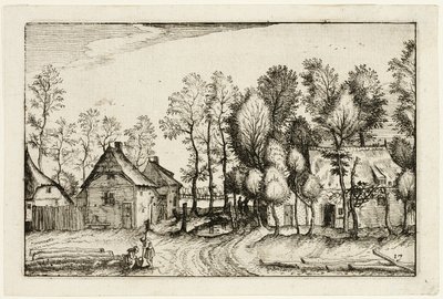 Landschaft mit gefällten Bäumen, Tafel siebzehn nach Bilder von Bauernhöfen, Landhäusern und rustikalen Dörfern (Praediorum villarum et rusticarum casularum icones) von Claes Jansz. Visscher II