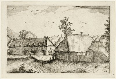 Große Schuppen, Platte 21 nach Bilder von Bauernhöfen, Landhäusern und rustikalen Dörfern (Praediorum villarum et rusticarum casularum icones) von Claes Jansz. Visscher II
