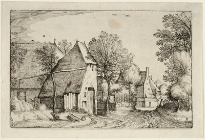 Dorfstraße, Tafel drei nach Bilder von Bauernhöfen, Landhäusern und rustikalen Dörfern von Claes Jansz. Visscher II
