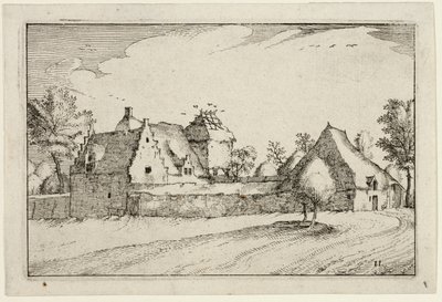 Eingezäunte Farm, Platte elf nach Bilder von Farmen, Landhäusern und rustikalen Dörfern (Praediorum villarum et rusticarum casularum icones) von Claes Jansz. Visscher II