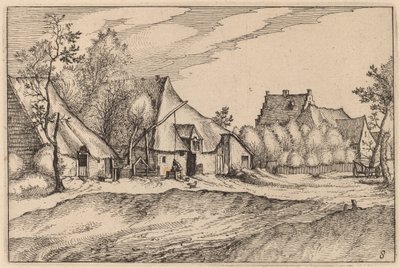 Bauernhöfe in einem Dorf von Claes Jansz Visscher after Johannes van Doetechum, the Elder after Lucas
