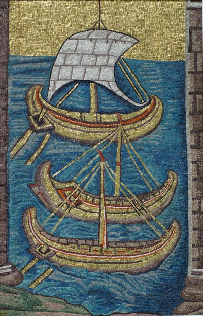 Die römischen Galeeren. Mosaik aus Ravenna, Kopie von Classical Antiquities