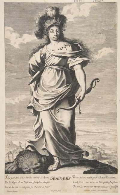 Semiramis aus Les Sept Merveilles du monde, ca. 1639-40 (Radierung & Gravur) von Claude (after) Vignon