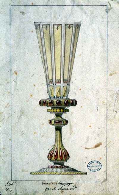 Dekoration für Champagnerflöten, Aquarellzeichnung, Claude-Aymé Chenavard von Claude Amie Chenavard