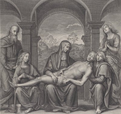 Christus im Grab, ruhend auf dem Schoß der Jungfrau, nach Perugino, ca. 1685-1727 von Claude Duflos