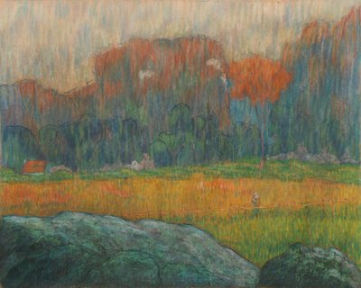Landschaft mit Figur und Häusern von Claude Emile Schuffenecker