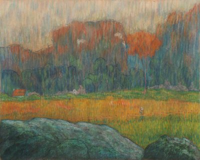 Landschaft mit Figur und Häusern von Claude Emile Schuffenecker