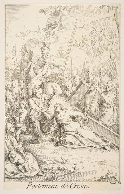 Das Kreuz tragen. Schöpfer: Claude Gillot, Jacques Gabriel Huquier von Claude Gillot, Jacques Gabriel Huquier
