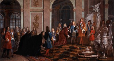 Reparation an König Ludwig XIV. durch den Dogen von Genua, 17. Jahrhundert von Claude Guy Halle