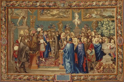 Eine Audienz von Ludwig XIV. für den Grafen von Fuentes im Louvre, 24. März 1662, ca. 1730 von Claude I, Ballin