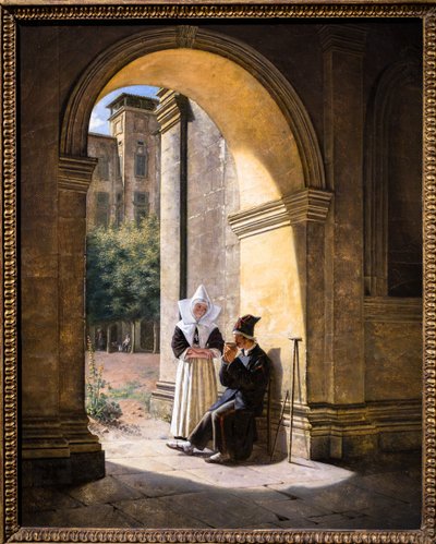 Ein Soldat wird von einer Nonne in einem Kreuzgang gepflegt von Claude Jacquand