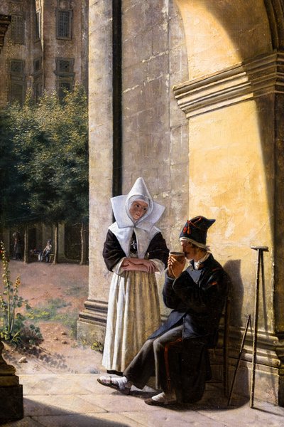 Ein Soldat wird von einer Nonne in einem Kloster gepflegt von Claude Jacquand