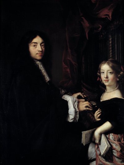 Porträt des Organisten Charles Couperin (1638-1679) mit der Tochter des Malers von Claude Lefebvre
