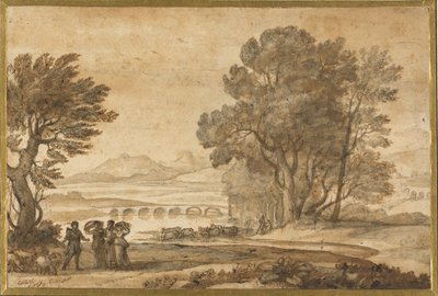 Eine bewaldete Flusslandschaft mit Jakob, Laban und seinen Töchtern von Claude Lorrain