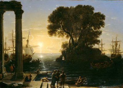 Küstenszene mit der Einschiffung des Heiligen Paulus von Claude Lorrain