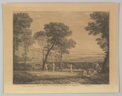 Tanz unter den Bäumen Landschaft mit ländlichem Tanz, 1742 von Claude Lorrain