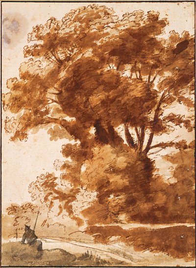 Gruppe von Bäumen und ruhender Hirte, 1630er von Claude Lorrain