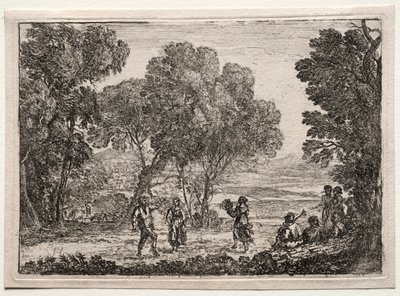 Landschaft mit einem Bauerntanz Kleine Platte, ca. 1637 von Claude Lorrain
