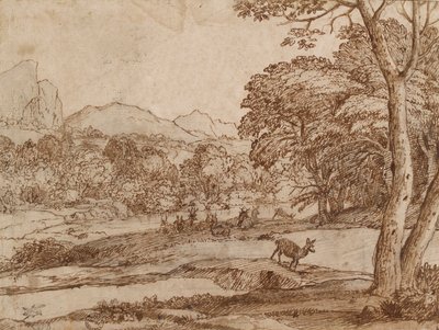 Landschaft mit einer Hirschherde von Claude Lorrain