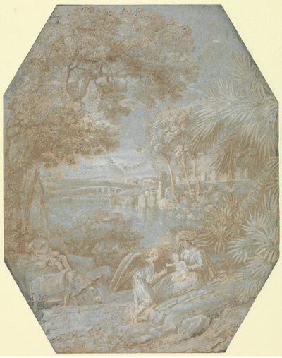 Landschaft mit der Rast auf der Flucht nach Ägypten, 1645 von Claude Lorrain