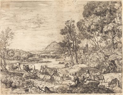 Hirte und Hirtin im Gespräch in einer Landschaft von Claude Lorrain