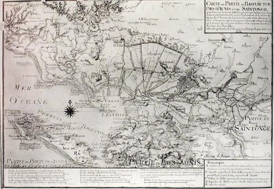 Karte von Bas Poitou, Aunis und Saintonge mit den Sümpfen der Bucht von Aiguillon, 1716 von Claude Masse