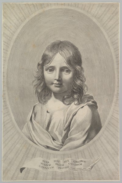 Büste von Jesus als Kind in einem Oval von Claude Mellan