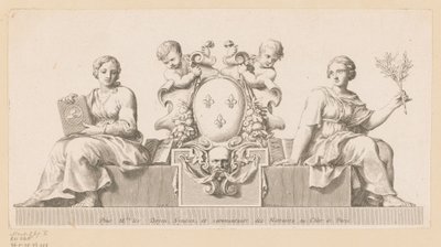 Wappen der Notare des Châtelet in Paris mit Personifikationen des Guten Glaubens und des Gesetzes von Claude Mellan