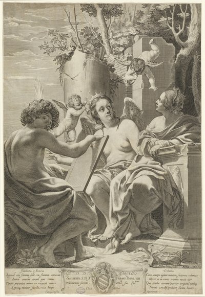 Allegorie von Intellekt, Gedächtnis und Wille von Claude Mellan after Simon Vouet