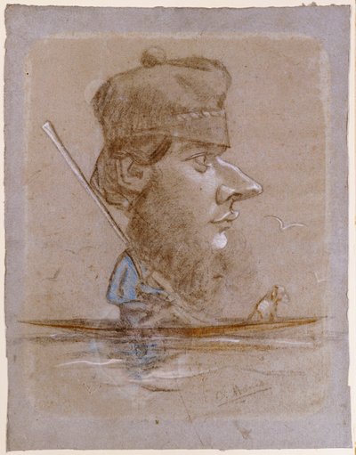 Ein Jäger und sein Hund auf einem Boot, ca. 1858-59 von Claude Monet