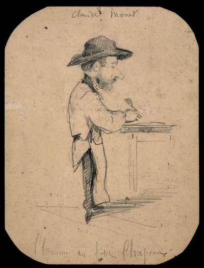 Karikatur eines Mannes mit kleinem Hut von Claude Monet