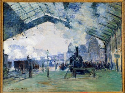 Ansicht des Bahnhofs Saint Lazare in Paris und des Normandie-Zuges von Claude Monet