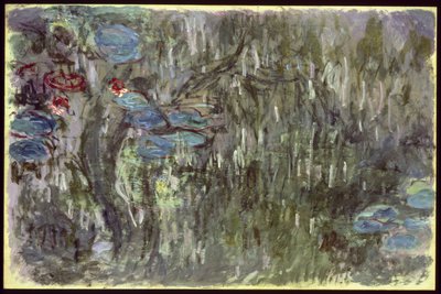 Seerosen mit Spiegelungen von Weiden, ca. 1920 von Claude Monet