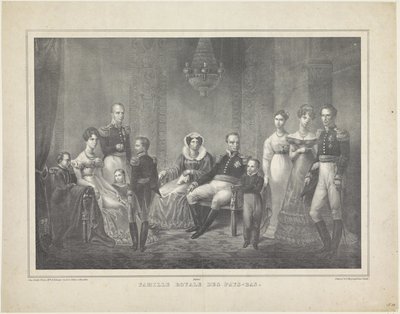Familienporträt von Wilhelm I. Friedrich, König der Niederlande, Wilhelmina von Preußen, ihre Söhne mit Ehefrauen, ihre Tochter und vier Enkelkinder von Claudio Linati