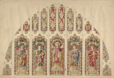 Entwurf für ein mehrteiliges Buntglasfenster, Kirche der Göttlichen Vaterschaft, New York, ca. 1898 von Clayton and Bell
