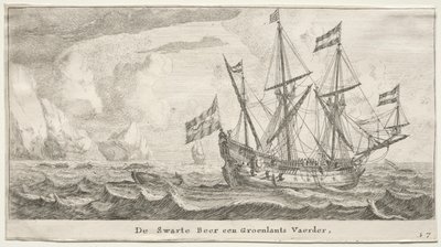 Verschiedene Schiffe und Ansichten von Amsterdam, Teil II: Der Schwarze Bär, ein Grönland-Walfänger von Clement de Jonghe