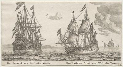 Verschiedene Schiffe und Ansichten von Amsterdam, Teil II: Die Perle und Ostindienfahrer, Der Doppeladler, ein Westindienfahrer von Clement de Jonghe