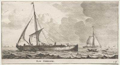 Verschiedene Schiffe und Ansichten von Amsterdam, Teil II: Ein Handelsschiff von Clement de Jonghe