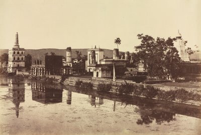 Tank und Tempel in Bunshunkuree, um 1857 von Col. Thomas Biggs