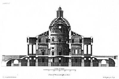 Schnitt von Mereworth Castle in Kent, graviert von H. Hulsbergh, ca. 1722-24 von Colen Campbell