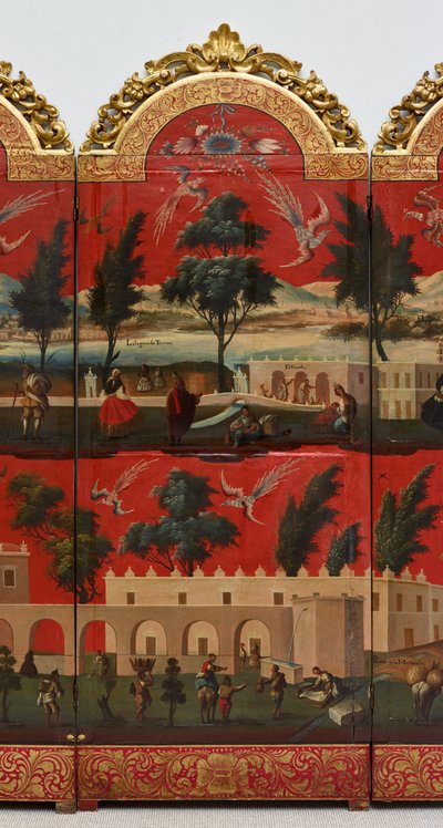 Biombo mit Ansichten von Mexiko-Stadt von Colonial Spanish