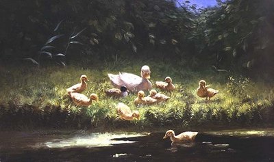 Entenküken am Flussufer von Constant Artz