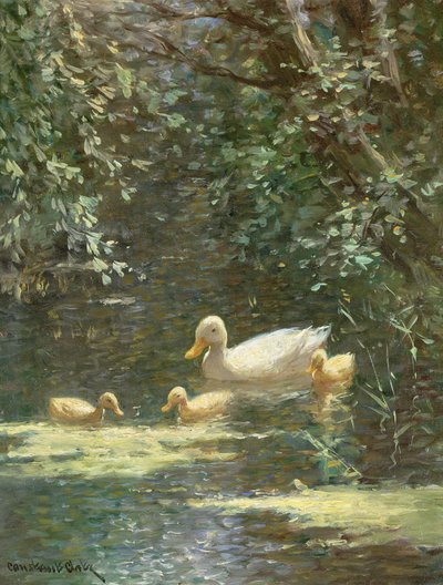 Entenmutter mit Entenküken im Wasser von Constant Artz