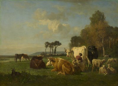 Rinder und Schafe in einer Landschaft, ca. 1855 von Constant Emile Troyon