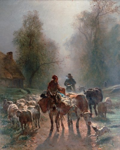 Auf dem Weg zum Markt, 1859 von Constant Troyon