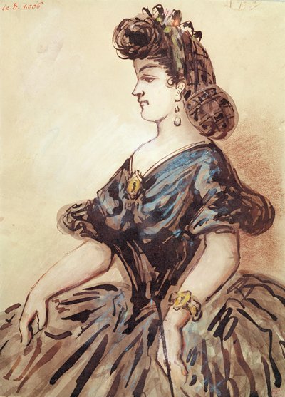 Halbporträt einer Frau von Constantin Guys