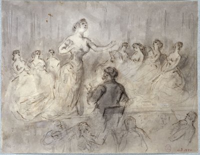 Szene in einem Café-concert, Orchester und Sängerinnen, um 1875-1880 von Constantin Guys
