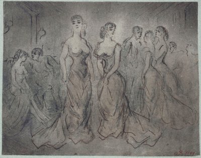 Innenszene eines öffentlichen Hauses, Frauen und Männer, um 1875 von Constantin Guys